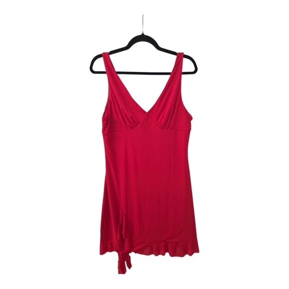 None Dresses & Skirts - Unbranded Red Sleeveless V-Neck Mini Dress with Tie Detail